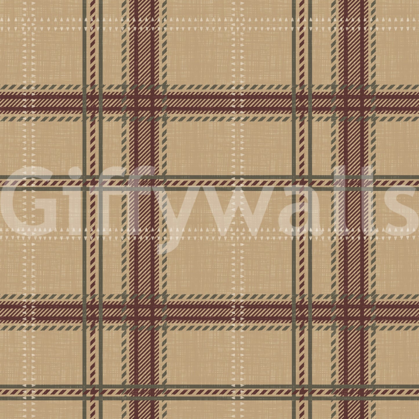 Winterliches Erbe – Fensterkaro-Tartan-Karomuster – Tapete in warmem Erdton