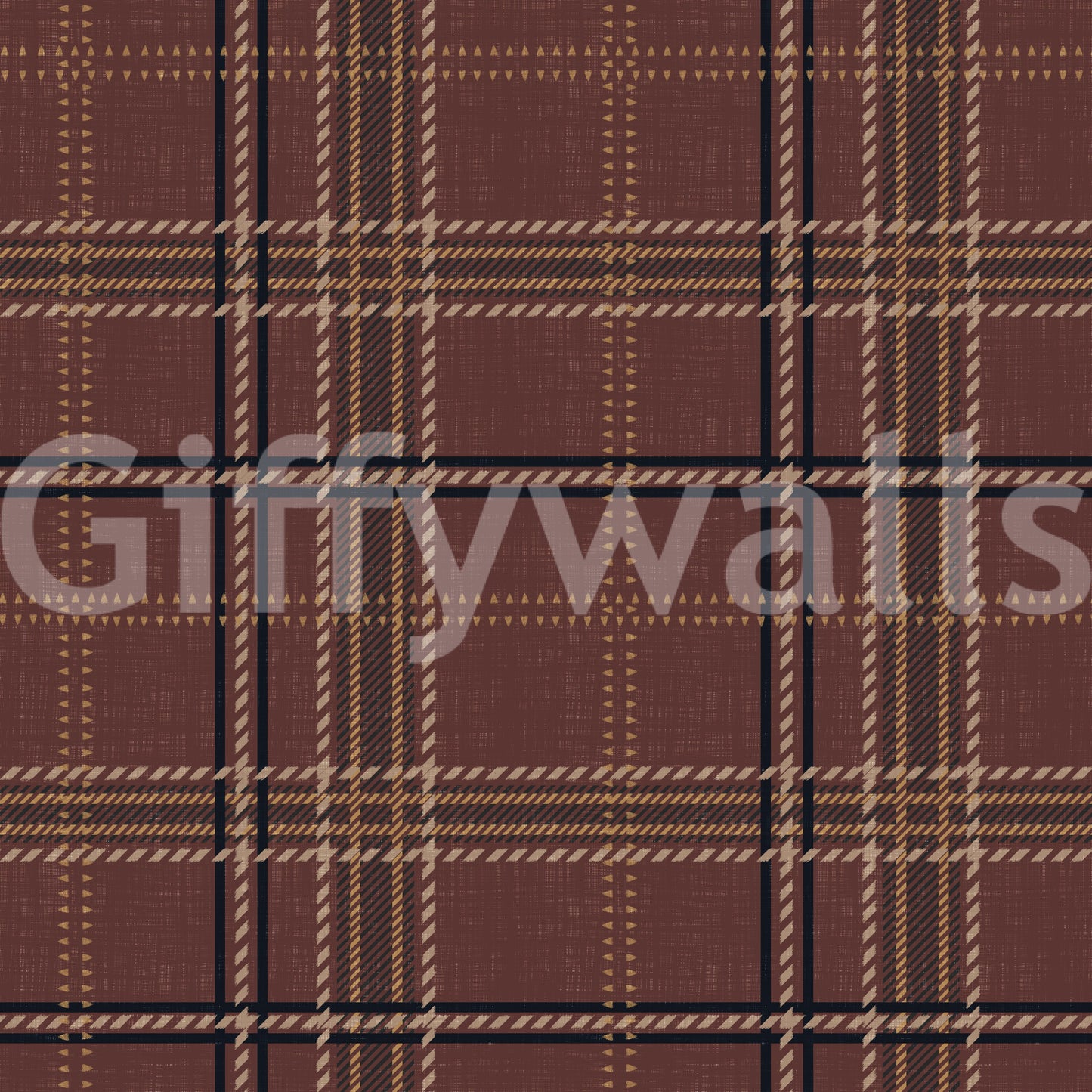 Winter Heritage – Karierter Tartan mit Fensterscheibenmuster – Tapete in dunklem, stimmungsvollem Farbton