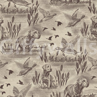 Geätzte Wildblumenwiese und Retriever-Muster-Tapete