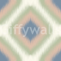 Heritage Ikat – Rautenmuster-Tapete im Grandmillennial-Stil in Denimblau und Blush-Pink
