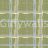 Heritage-Karo – Windowpane-Tartan-Karo aus Leinen – Tapete in Wiesengrün und Kreideweiß