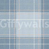 Heritage à carreaux – Damier tartan effet lin – Papier peint bleu français et bleu denim