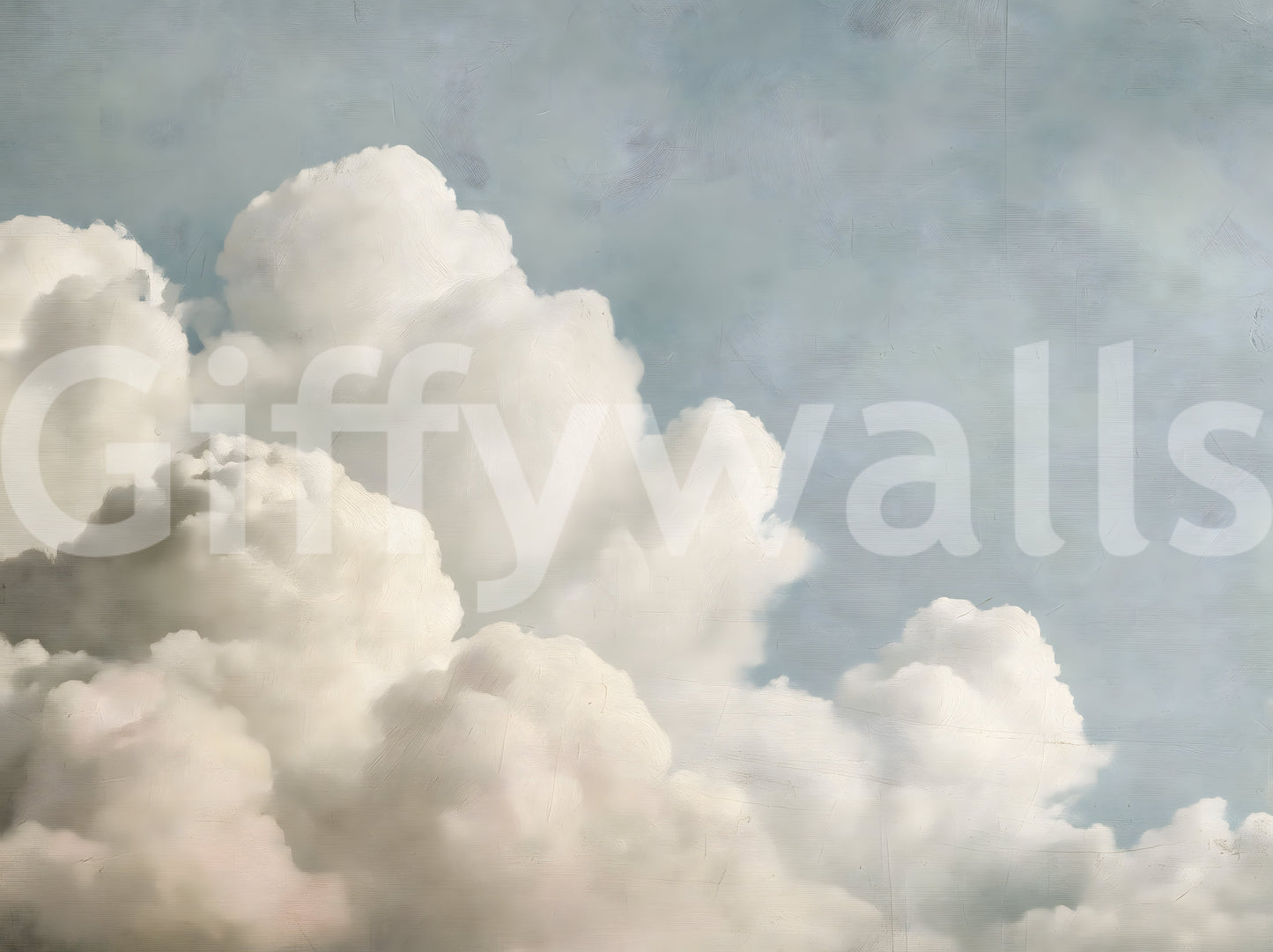 Verträumtes Wandbild mit gemalten Wolken