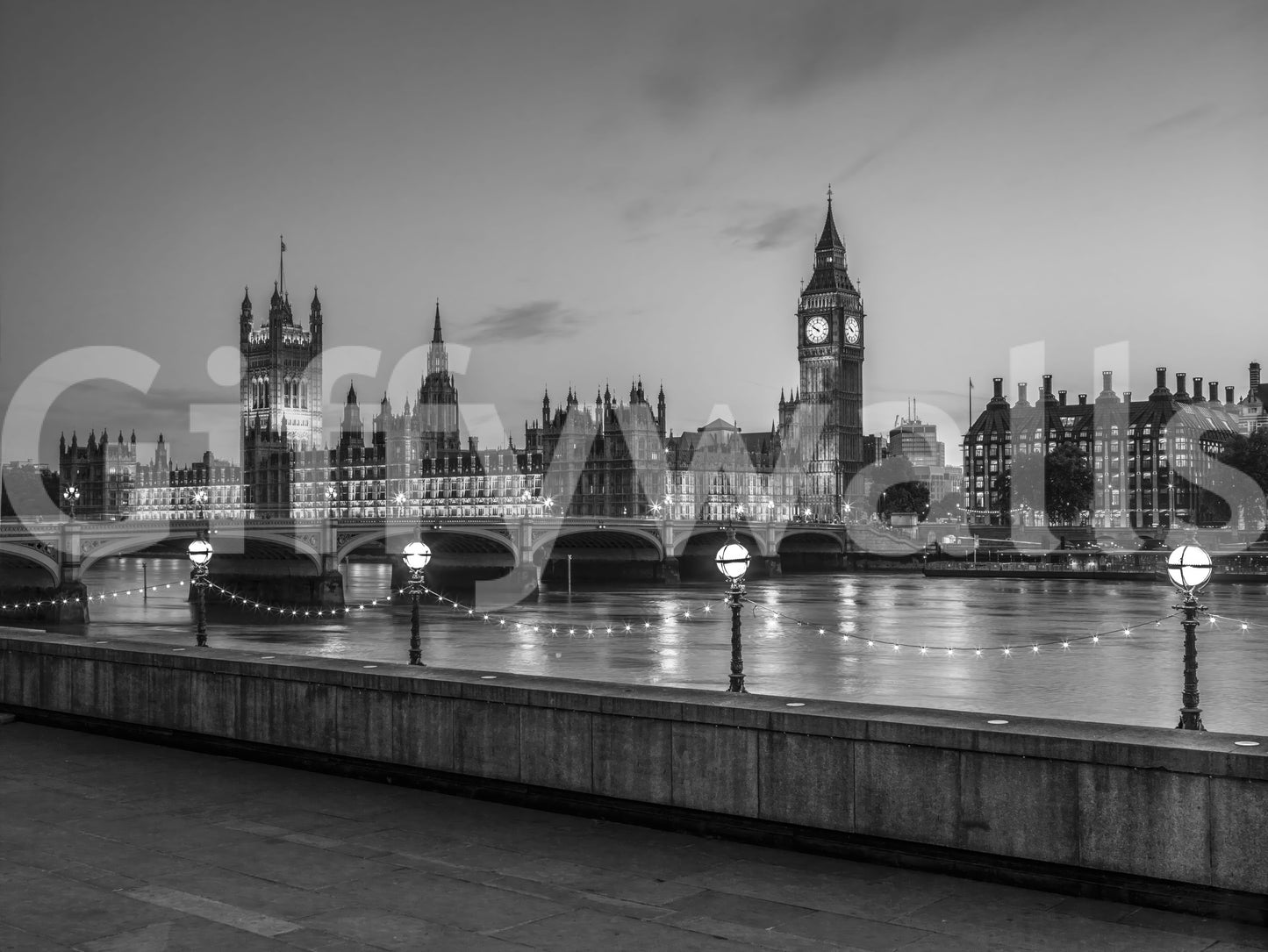 Westminster Riverside Twilight-vægmaleri
