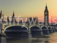 Wandgemälde „Silhouette des Sonnenuntergangs an der Westminster Bridge“