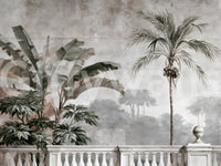 Murale da parete con scena vintage di una balaustra tropicale