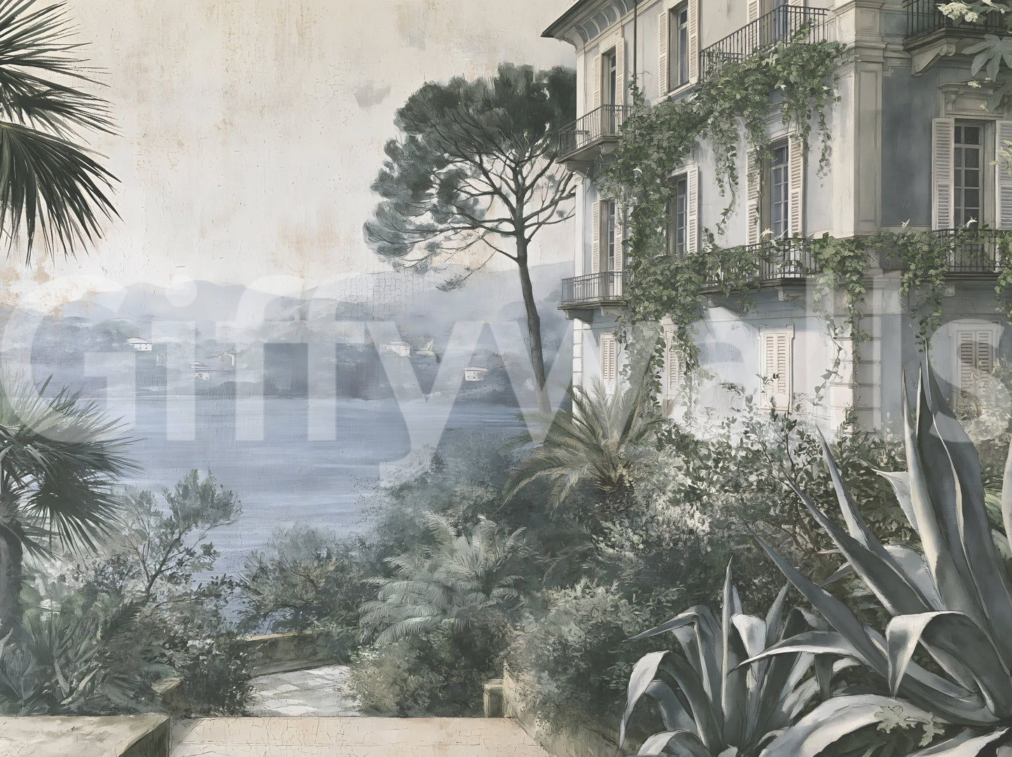 Wandbild „Rückzugsort in einer Villa am italienischen See“