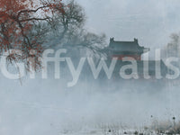 Wandgemälde „Karmesinrote Pagode im Winternebel“