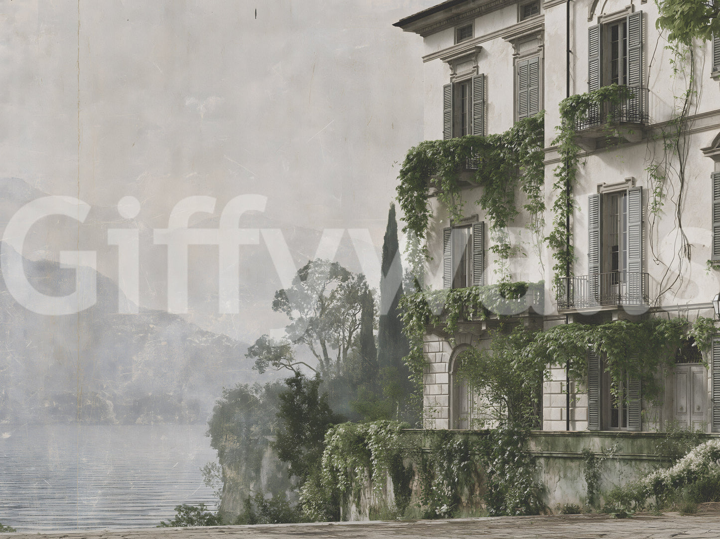 Wandbild „Vintage-Ansicht eines mediterranen Anwesens“