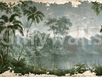 Murale da parete con scena botanica d’epoca lungo il fiume
