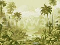 Fresque murale panoramique de jungle verdoyante