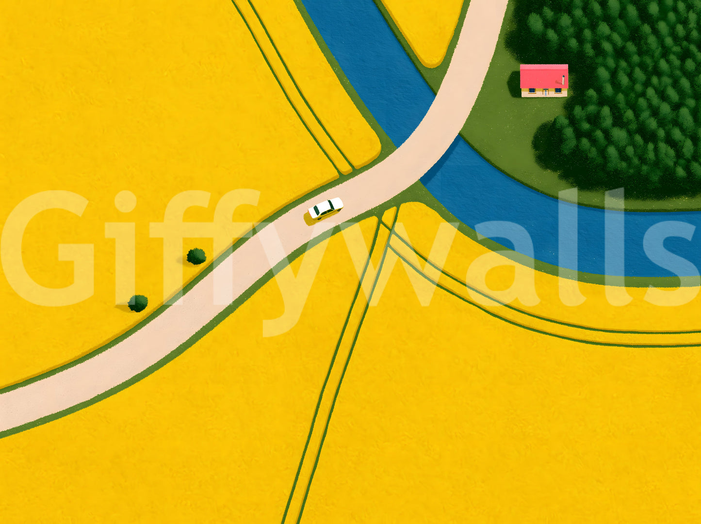 Wandgemälde „Landstraße durch goldene Felder“