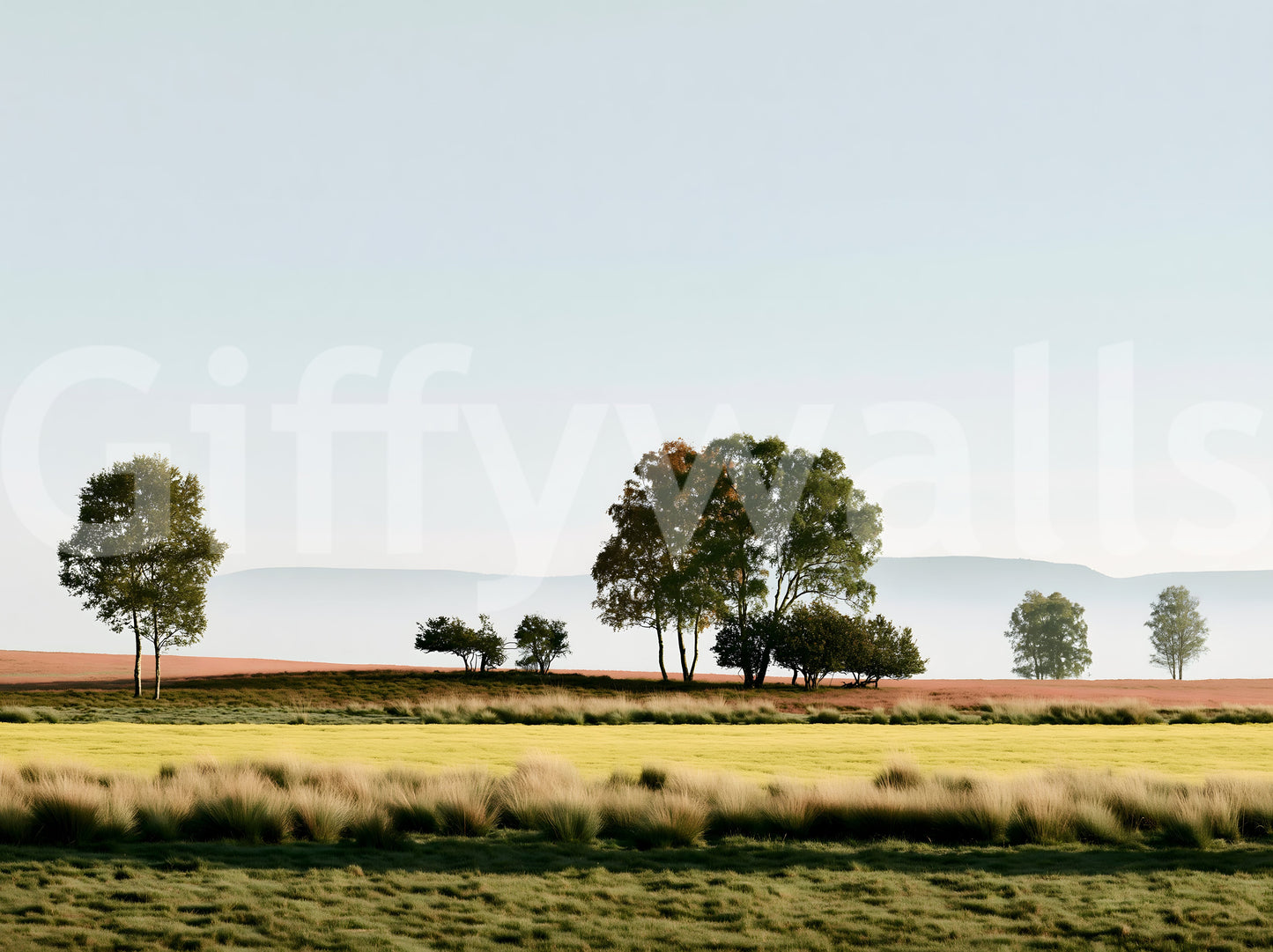 Fresque murale paysagère « Horizon brumeux au matin »
