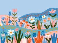 Bohemische Frühlingswiese-Landschaft als Wandbild