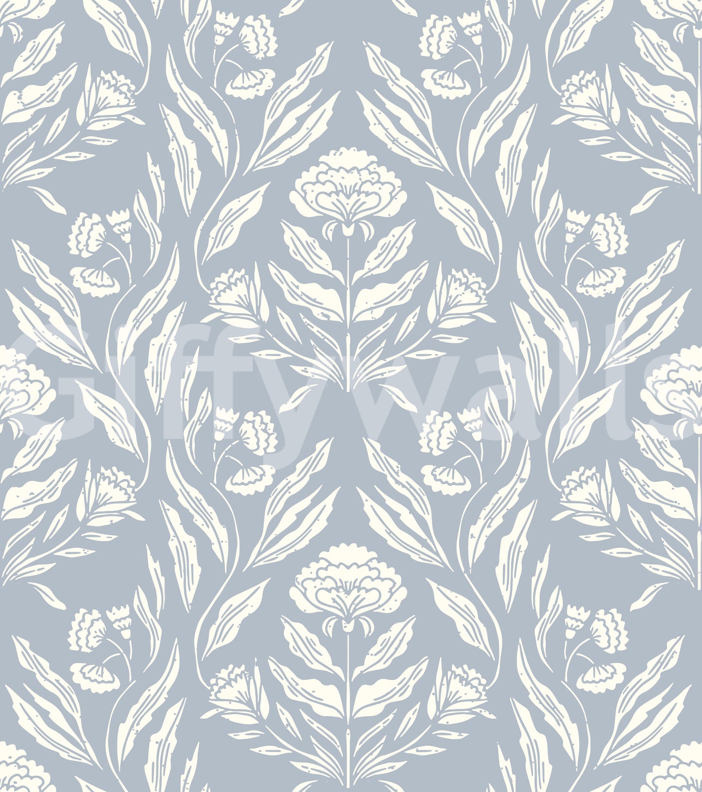 Papier peint floral damassé à impression artisanale