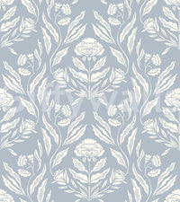 Papier peint floral damassé à impression artisanale