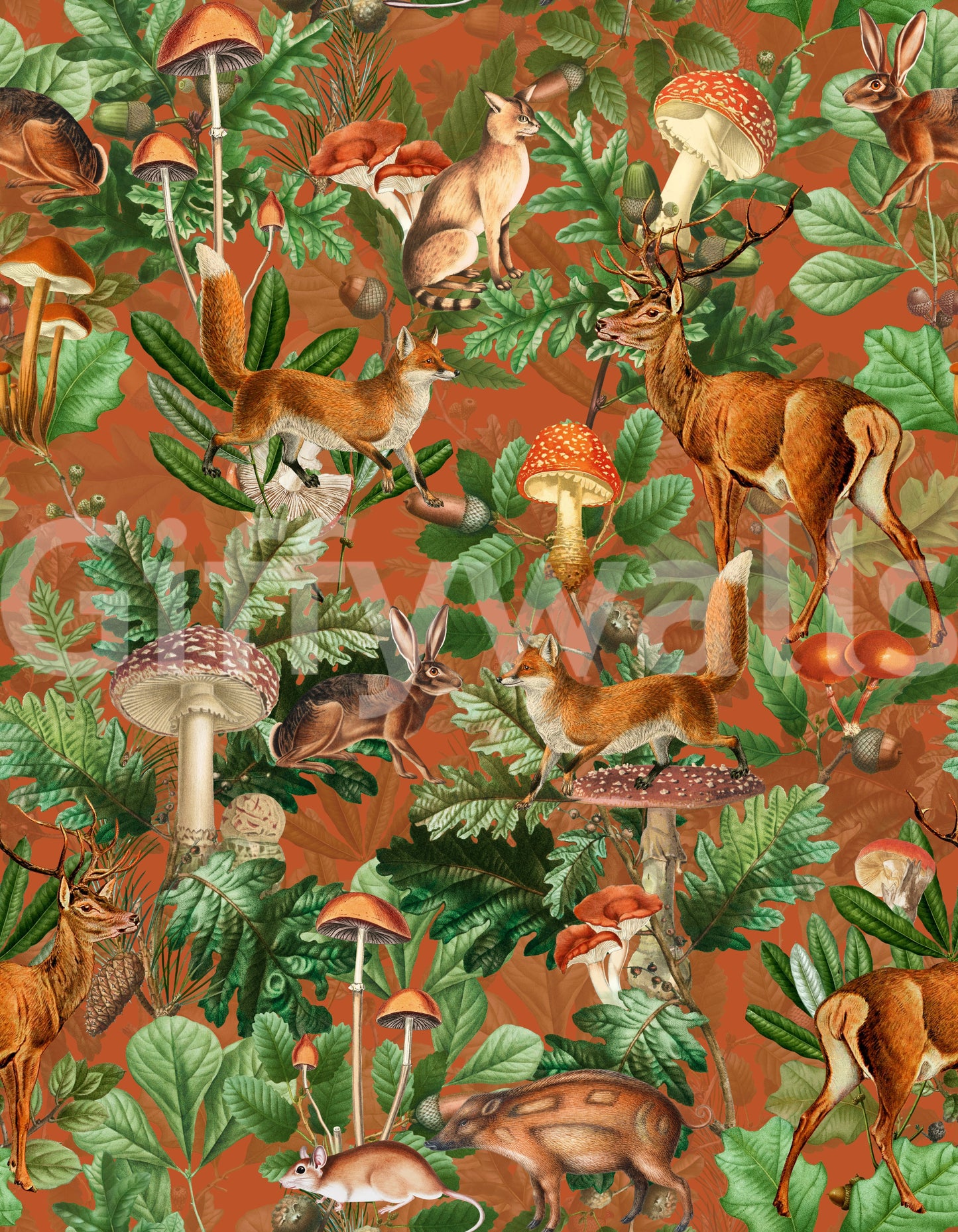 Papel de parede da coleção botânica vintage da floresta⁠
