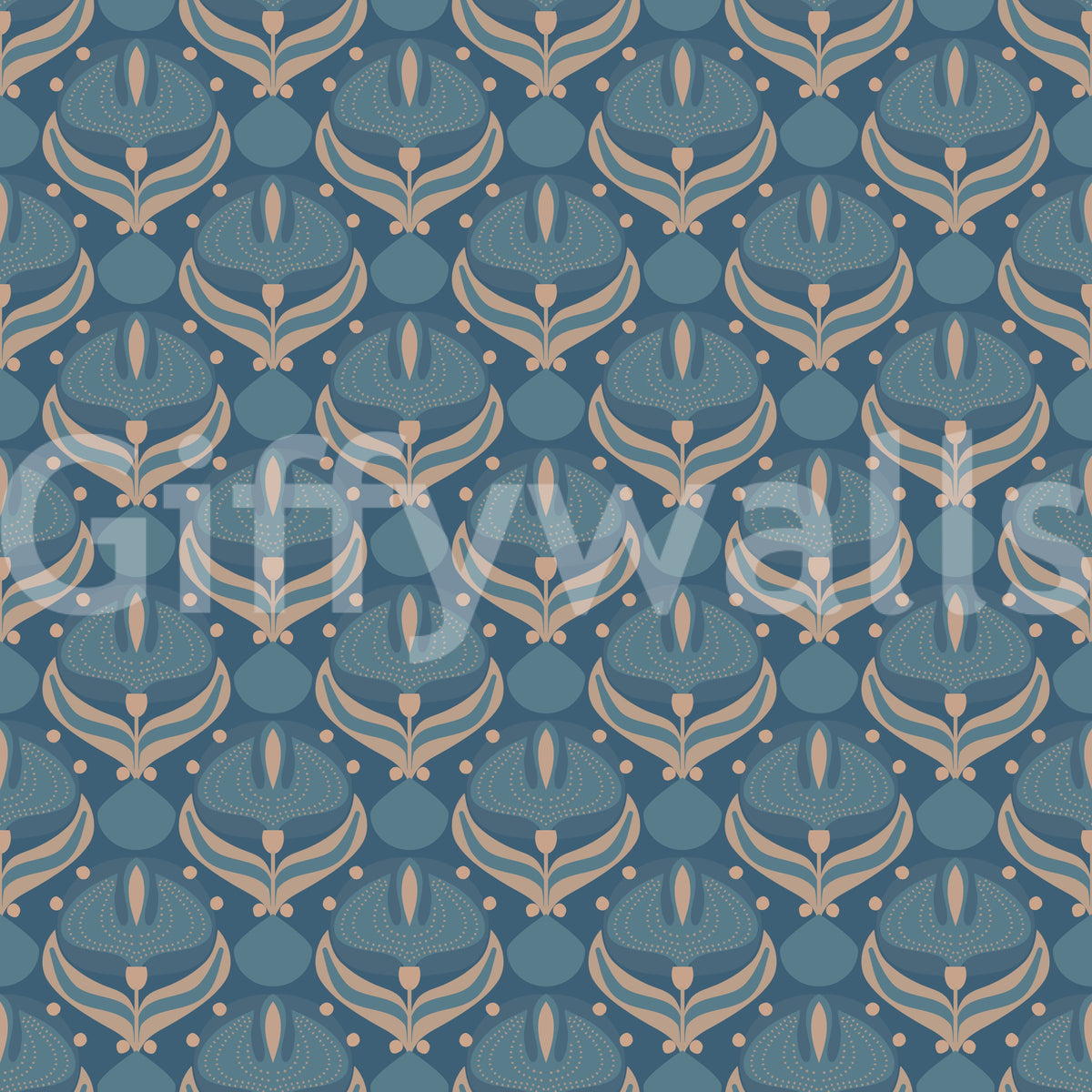 Geometrische Tapete „Midnight Lotus Bloom“