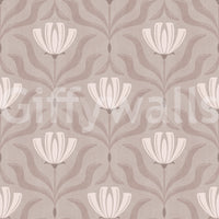 Papier peint botanique floral minimaliste taupe⁠