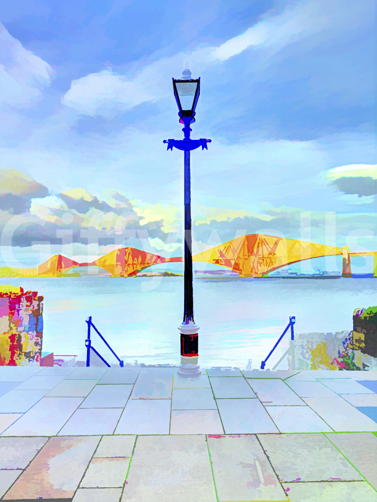 Architektonisches Wandbild „Riverside Bridge“