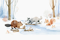 Wandgemälde „Winterliche Waldtierversammlung“