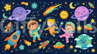 Pienten astronauttien avaruusseikkailu – seinämaalaus
