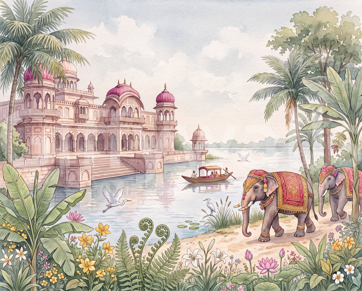 Mural de pared El jardín de elefantes del maharajá