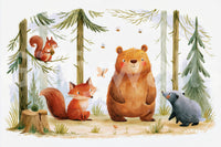 Fresque murale d’amis espiègles des bois dans une forêt automnale