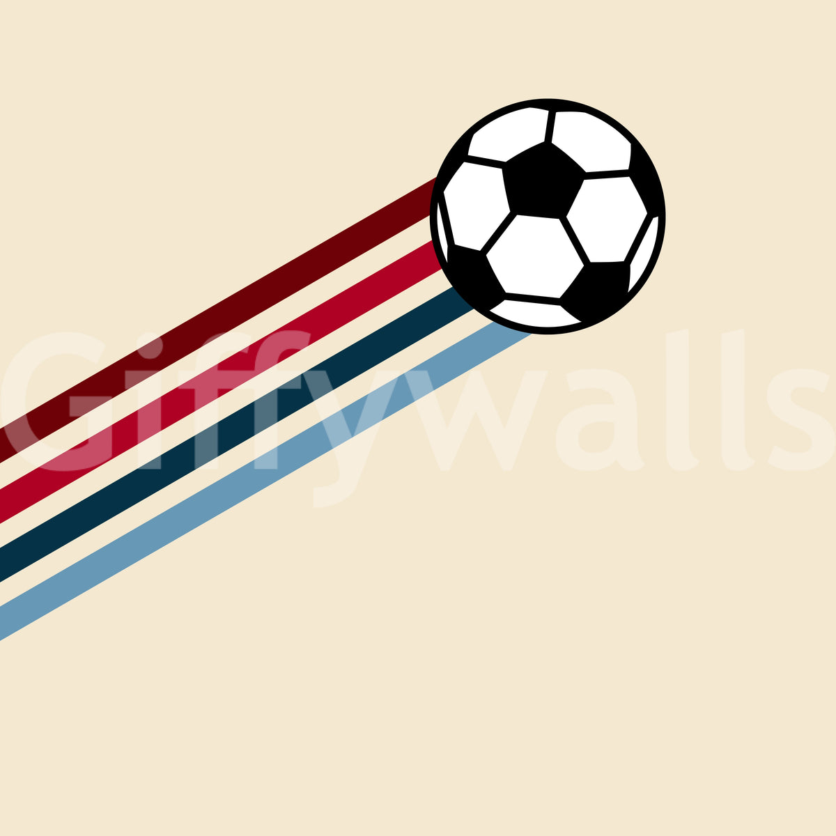 Minimalistische Wandtapete mit Retro-Fußballstreifen