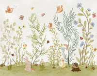 Panorama mural scène botanique de prairie enchantée