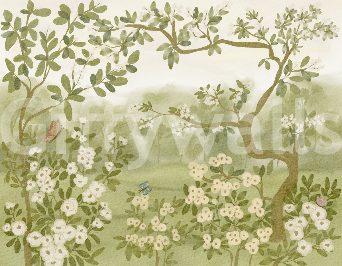 Panorama mural floral de prairie onirique