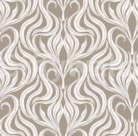Botanische Damasttapete in Creme und Beige