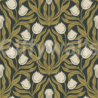 Papier peint à motif botanique de tulipes Art nouveau⁠