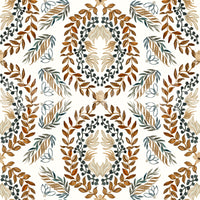 Tapete mit botanischem Aquarellkranz-Motiv