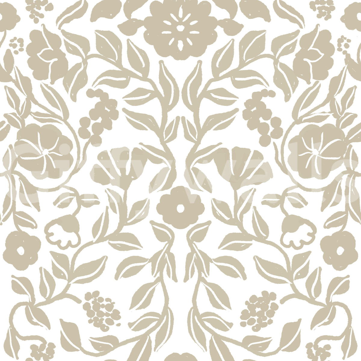 Minimalistisk beige botanisk skissetapet