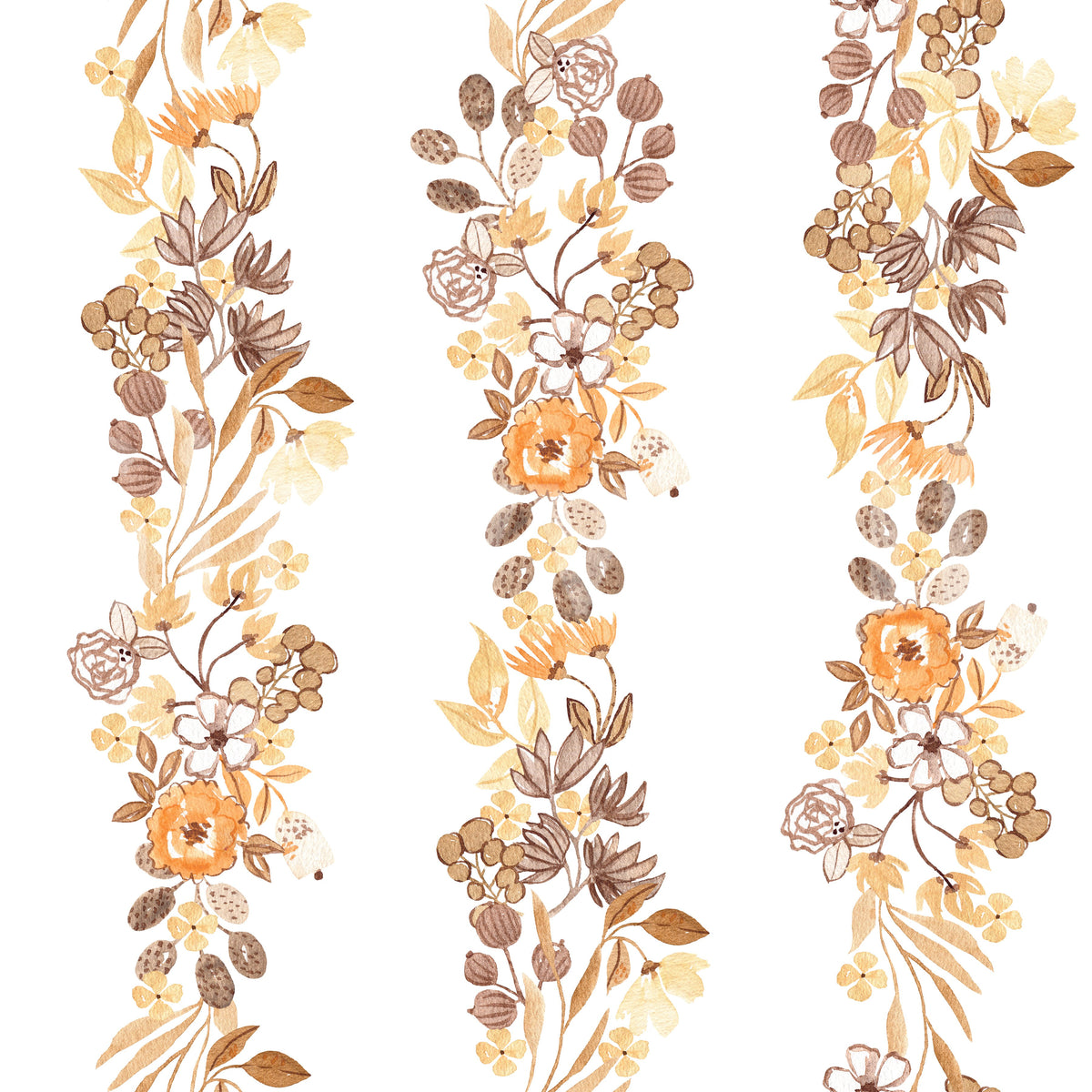 Papier peint à brins verticaux de prairie à l’aquarelle