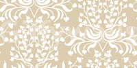 Tapete mit Damast-Silhouette in Creme und Weiß