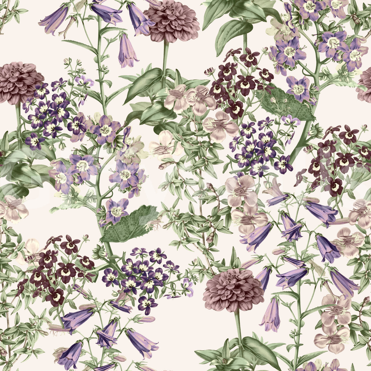 Tapete mit viktorianischem Flora-Radiermuster