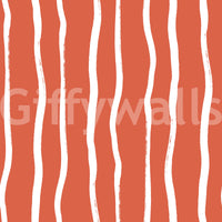 Minimalist Terracotta and White Linear Pattern Wallpaper⁠