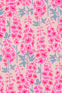 Delphinium-Garten Retro-Sommer Blumen-Tapete in hübschem Rosa