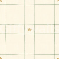 Minimalist Holiday Windowpane Plaid Hand Drawn Stars - Forest Pine Green Wallpaper⁠