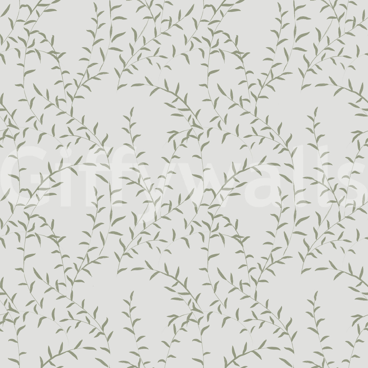 Papel de parede minimalista com padrão de folhas de salva