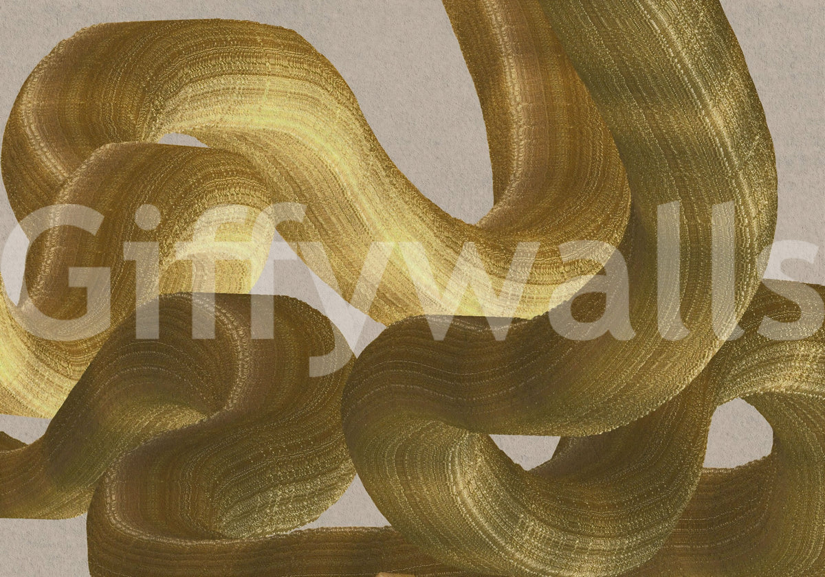 Murale da parete con pennellate astratte Golden Fluidity