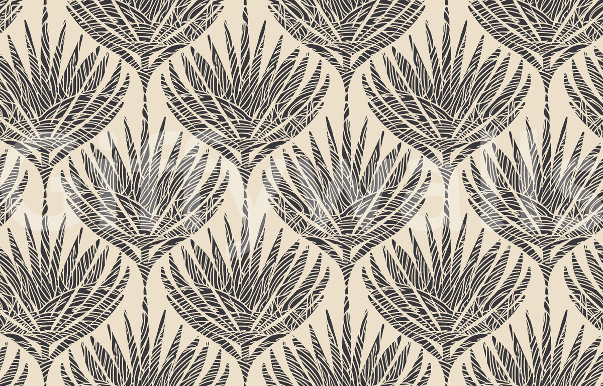 Graphic Fan Palm Silhouette Wallpaper⁠