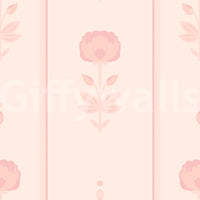 Carta da parati a righe floreali color rosa cipria delicato