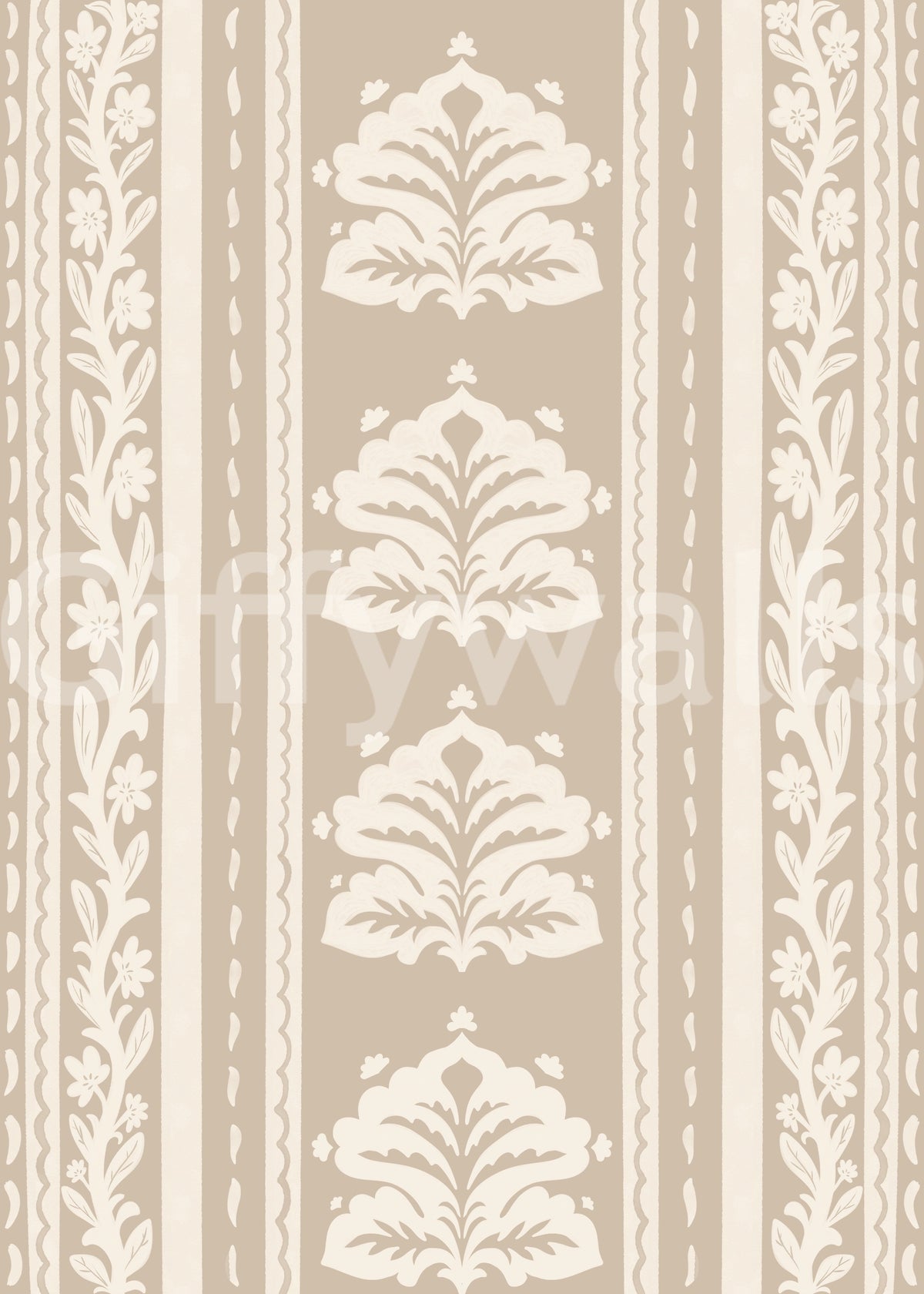 Beige Damask Stripe Heritage Wallpaper⁠
