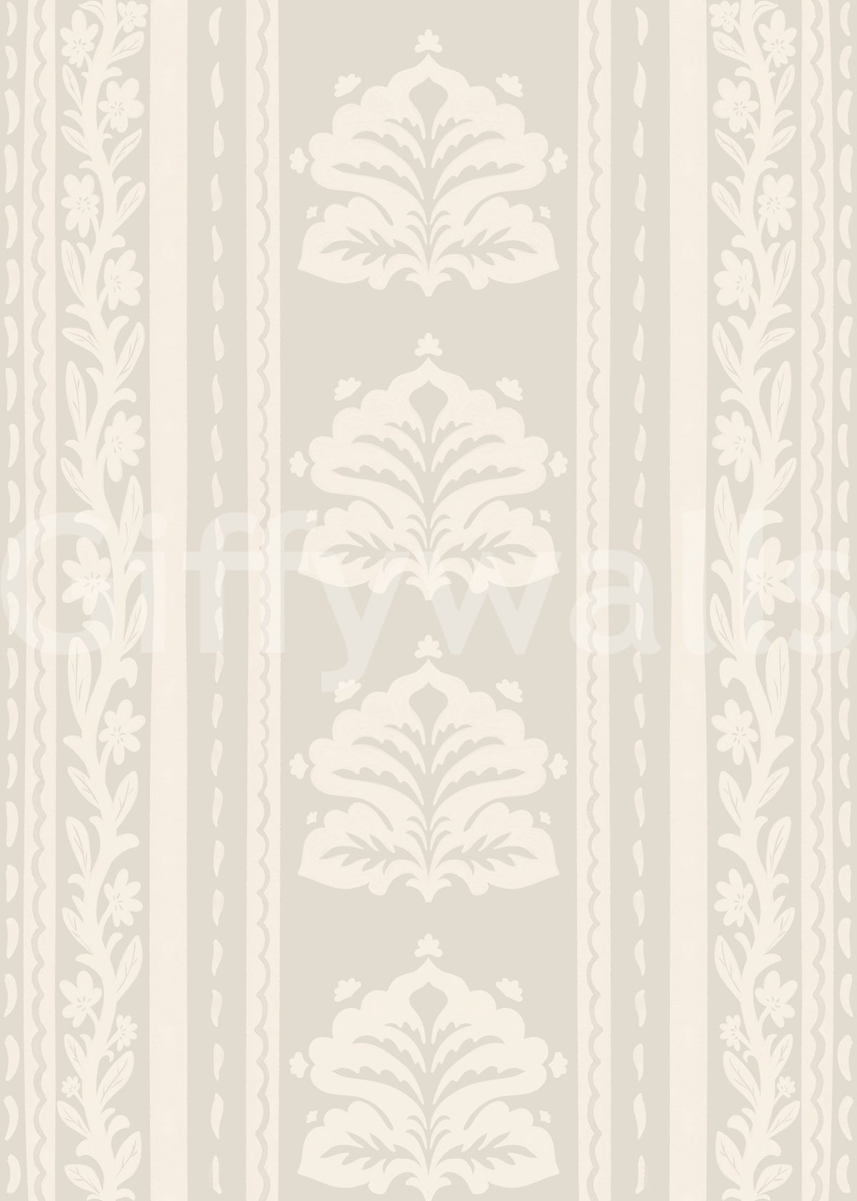 Botanical Stripe Neutral Art Wallpaper⁠