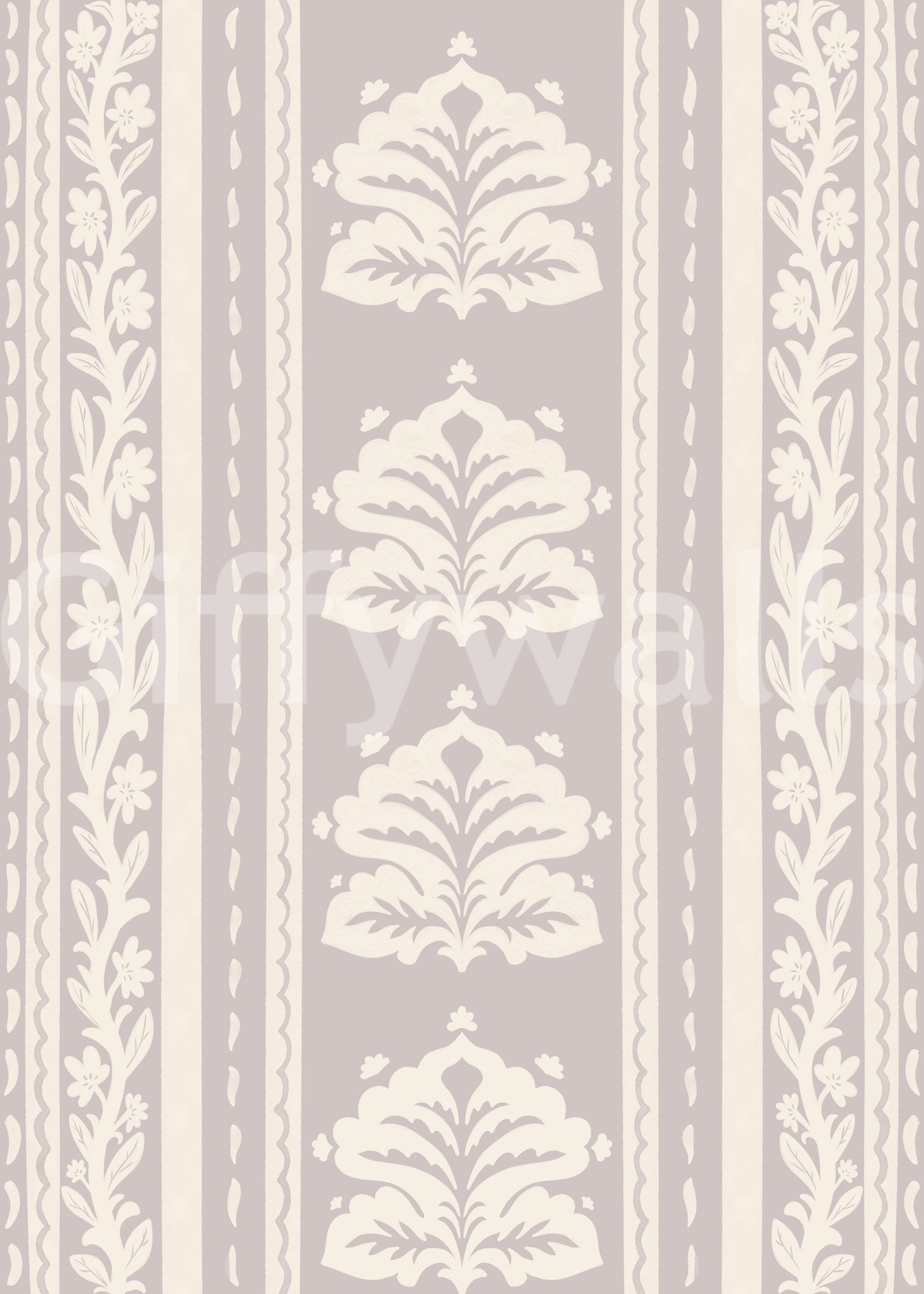 Papel de parede às riscas com padrão chinoiserie vintage