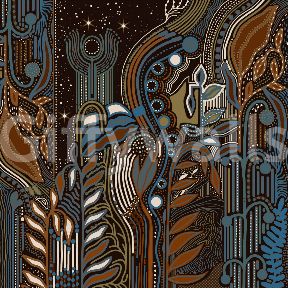 Wandbild „Starlit Botanical Rhythm“