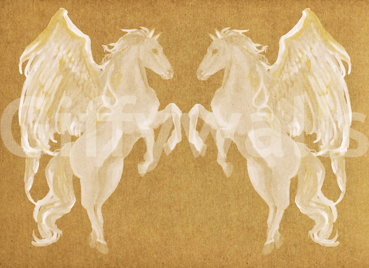 Rustikales Wandbild mit mythologischem Pegasus-Muster